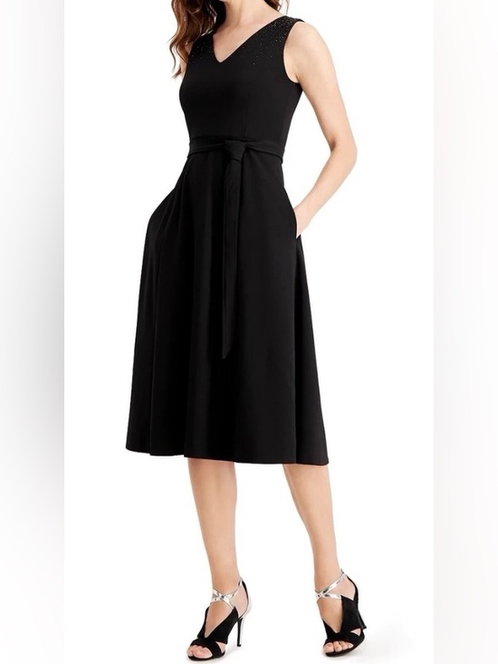 Calvin Klein Dresses & Skirts - NWOT! Calvin Klein Women's Belted Midi Fit Flare Cocktail Dress Black Sz 8